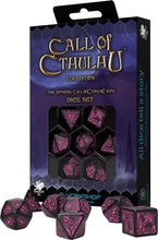Cargar imagen en el visor de la galería, Call of Cthulhu 7th Edition Black &amp;  magenta Dice Set
