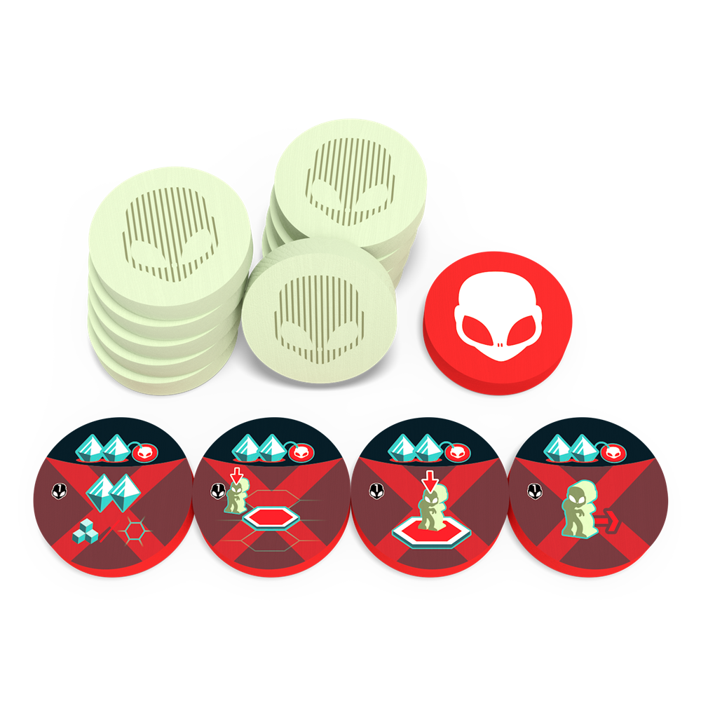 On Mars: Alien Invasion - Wooden Alien Token