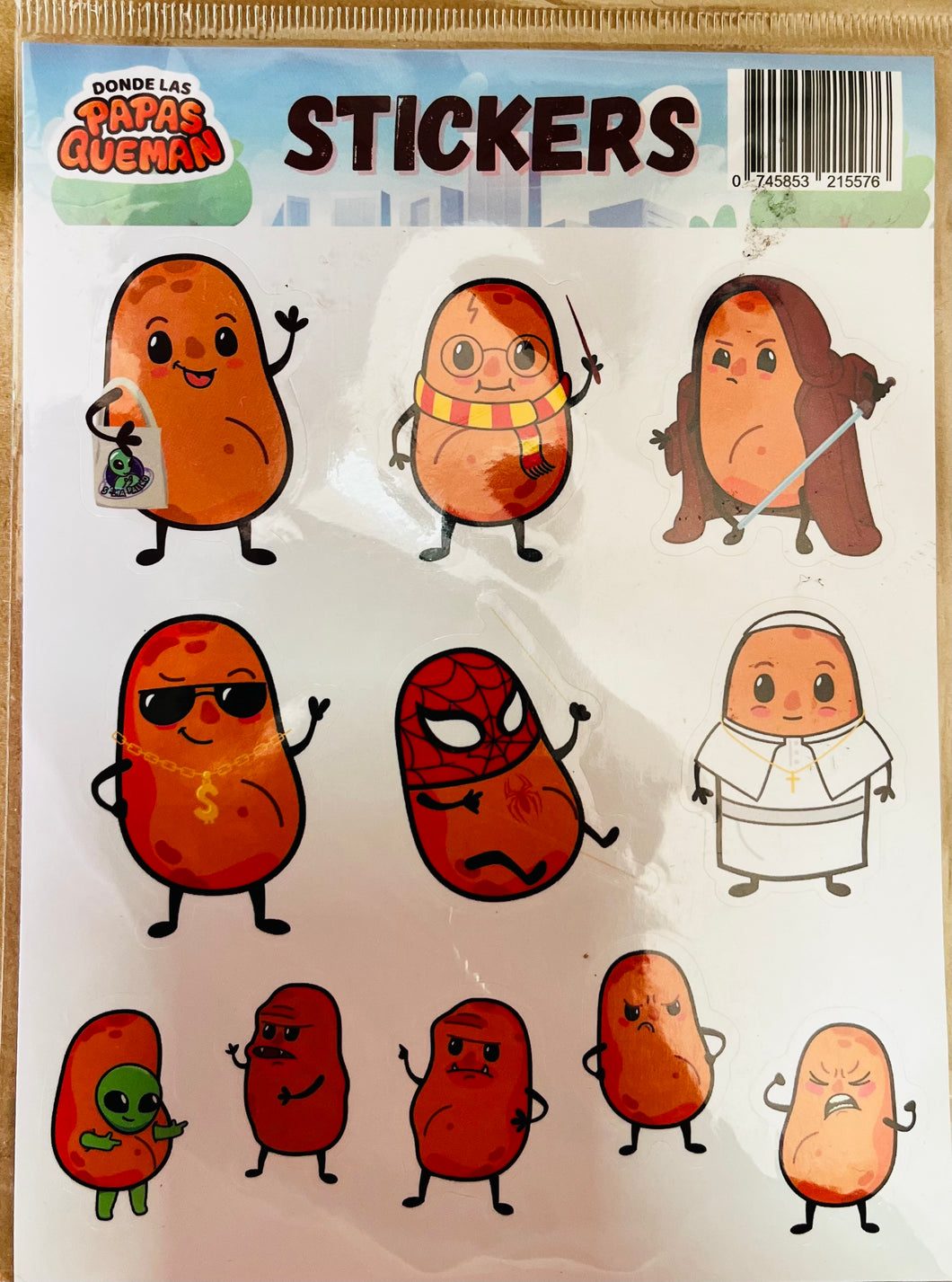Lámina stickers Donde las papas queman