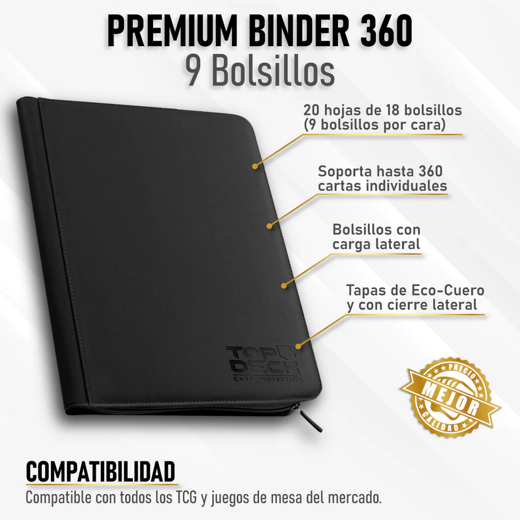 Carpeta Top Deck Cuero 9 bolsillos Variedades
