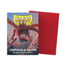 Cargar imagen en el visor de la galería, Dragon Shield Crimson &amp; Silver matte dual sleeves
