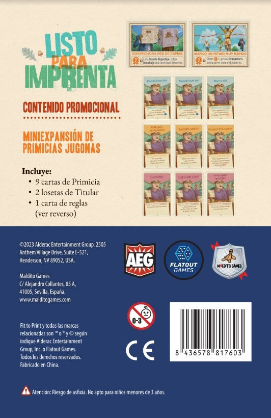 Listo para imprenta Primicias Jugonas Mini Expansión (Pre-venta)